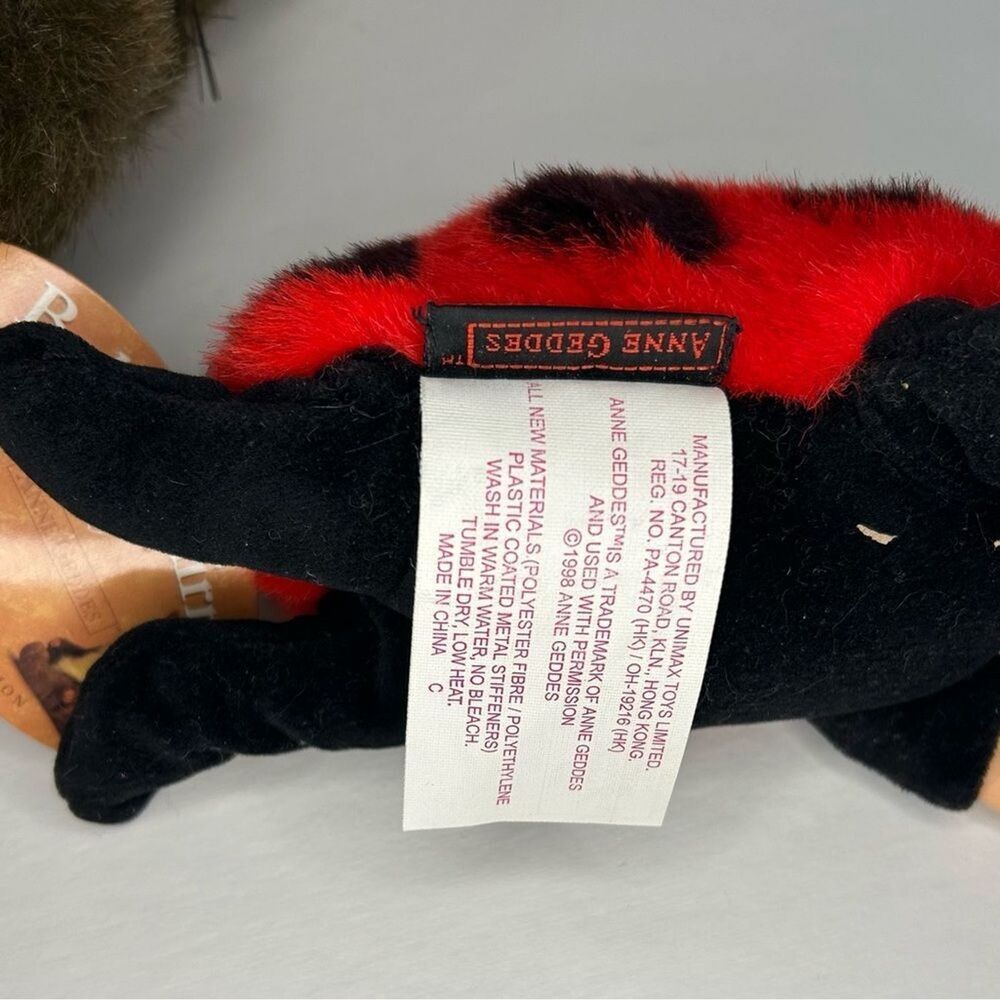 2-Anne Geddes Ladybug & Baby Squirrel Plush Stuffed Dolls 8-9" 1998 1-NWT - Picture 4 of 13